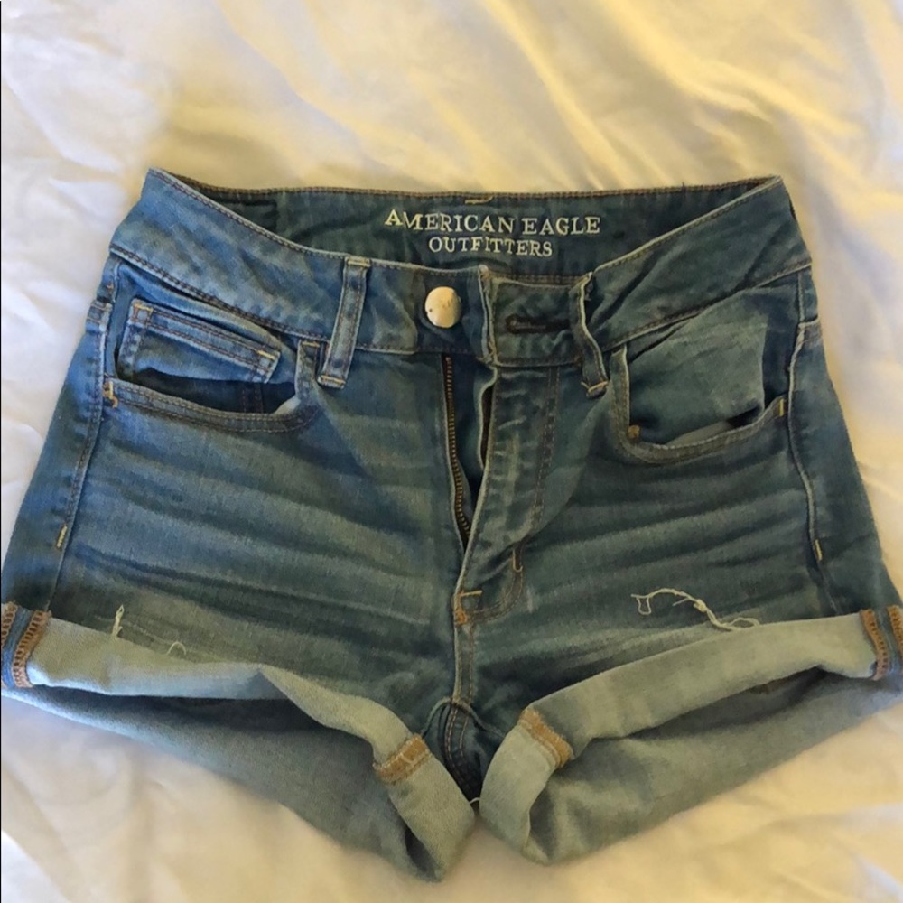 Denim high rise shorts